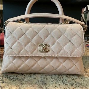 CHANEL 21A Caviar Quilted Small Coco Handle Flap Light Pink 💕